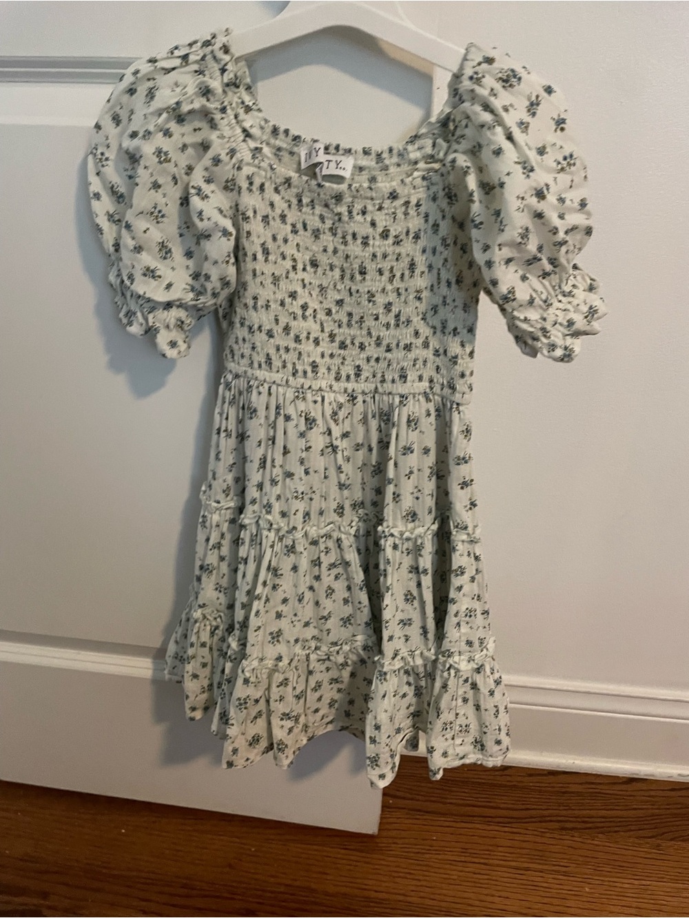 Ivy City Co Cream Dress with Green Floral Print